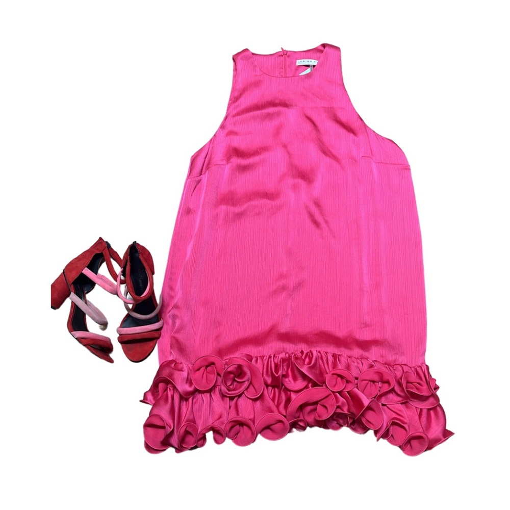 Excellent Condition Feather Sleeveless Ruffle Hem MinidressTrina Turk sz XLG